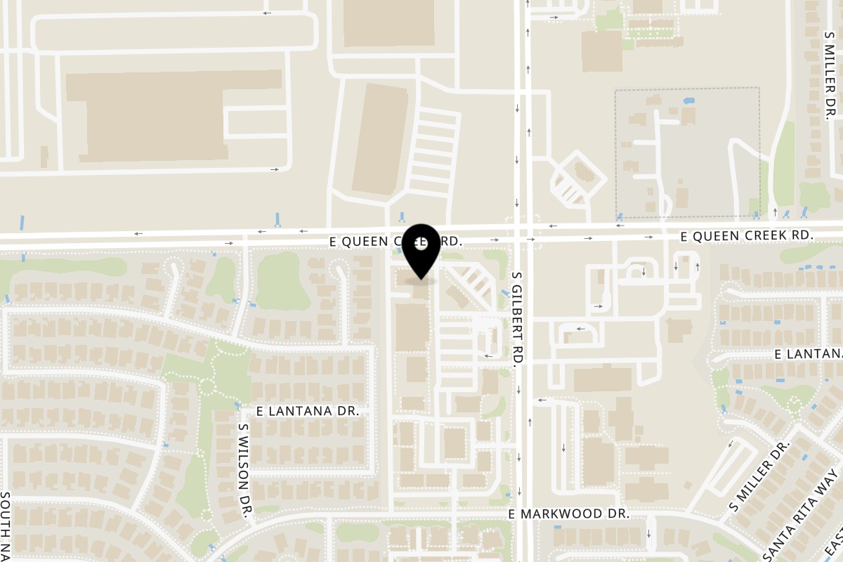 Map showing the location of Wok & Sizzle on 3020 S Gilbert Rd Ste 5 in Chandler